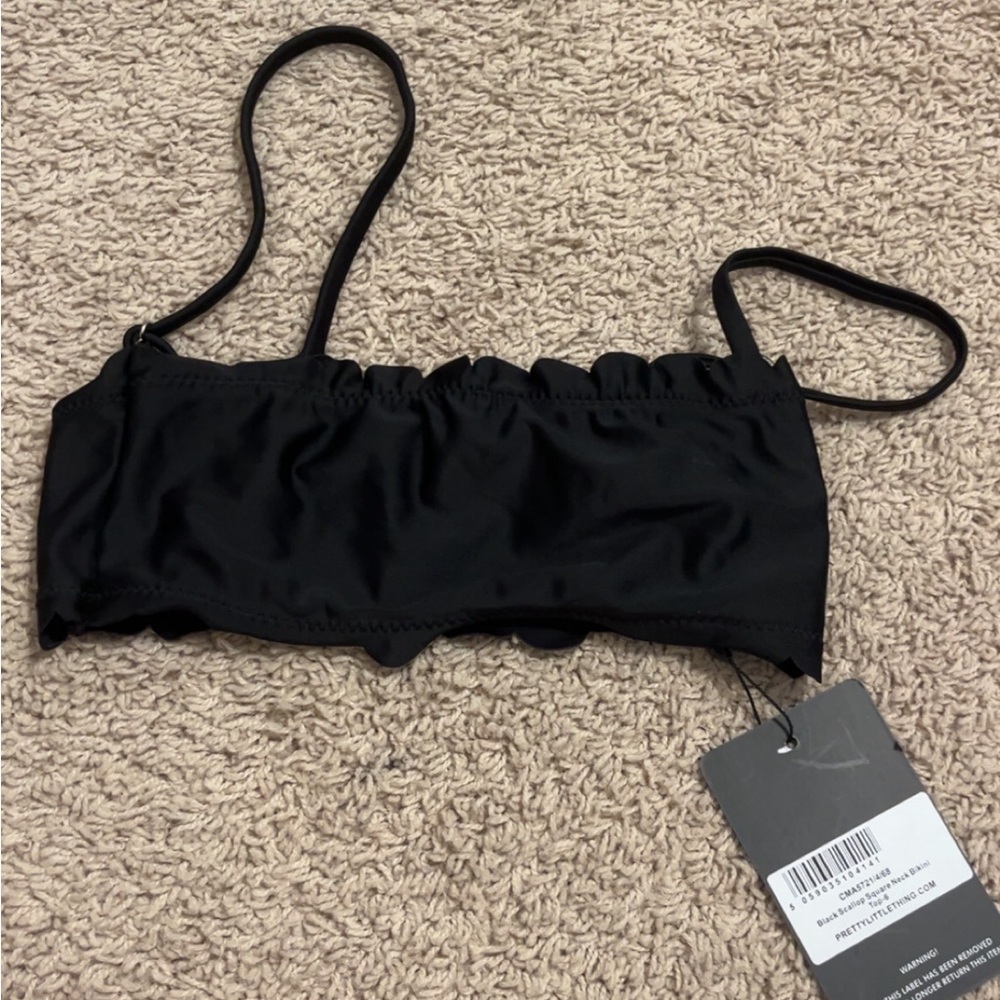 Black Ruffled Bikini Top
